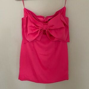 Chic Strapless Pink Mini Dress with Bow